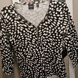 Rafaella Cotton Shirt Gold front zipper 3/4 Sleeve